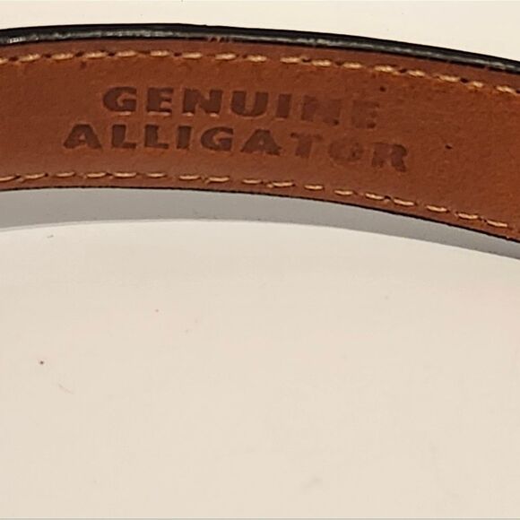 NWT LAI Black 100% Alligator Silver Buckle Skinny Belt Sz.Small Ret.$250 USA main image 4